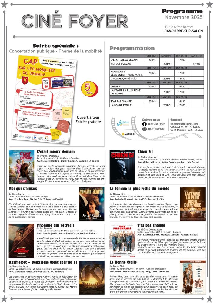 programme novembre ciné foyer