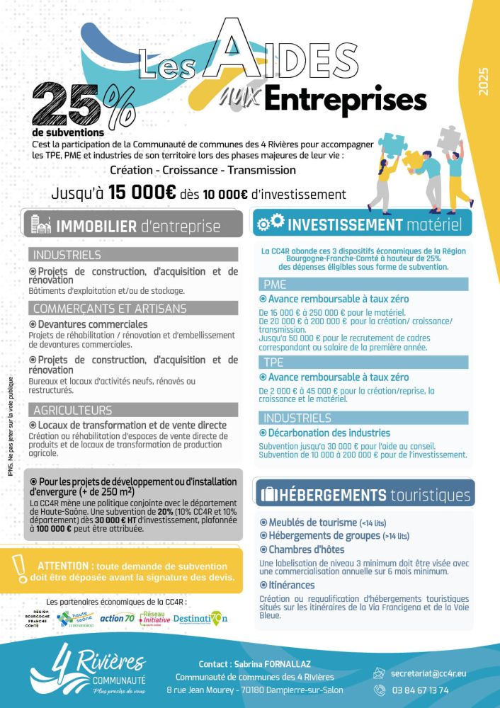 Téléchargez la synthèse des aides économiques cc4r Téléchargez la synthèse des aides économiques cc4r